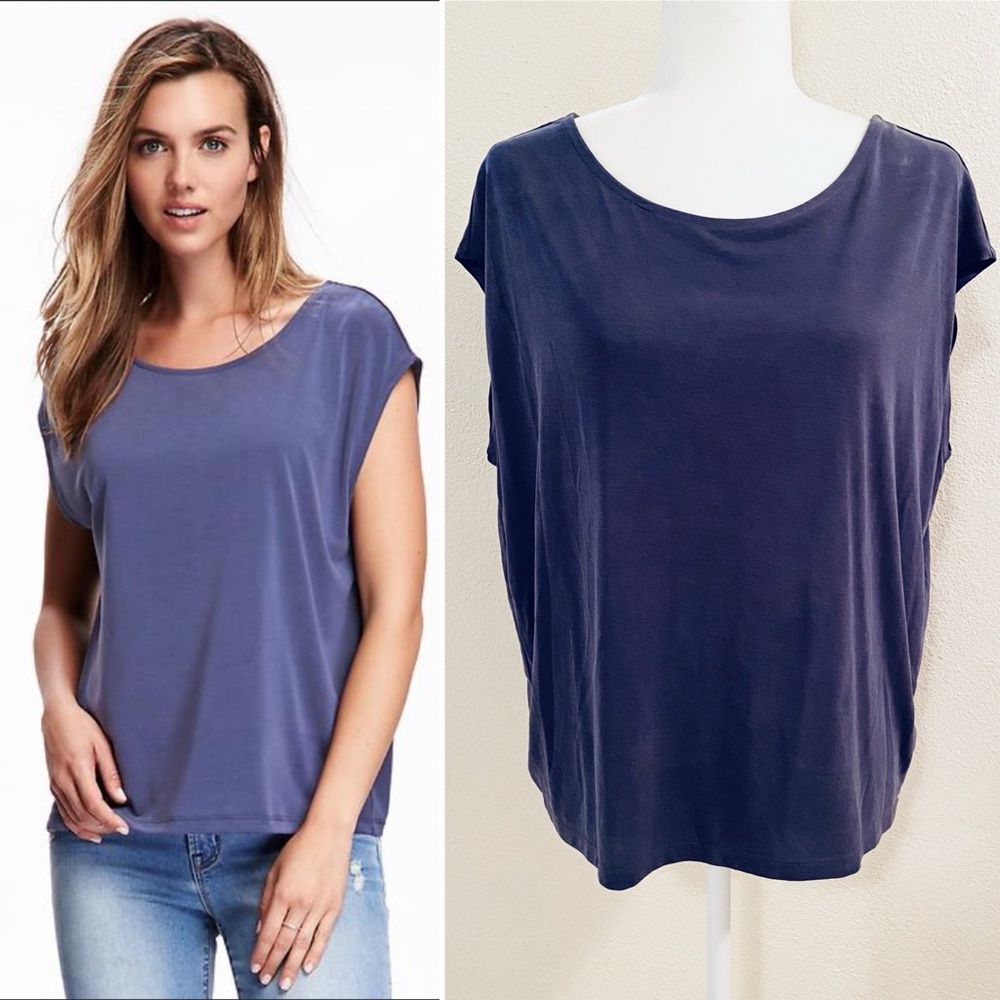 Old Navy Purple Sueded Cap-Sleeve Cocoon Top